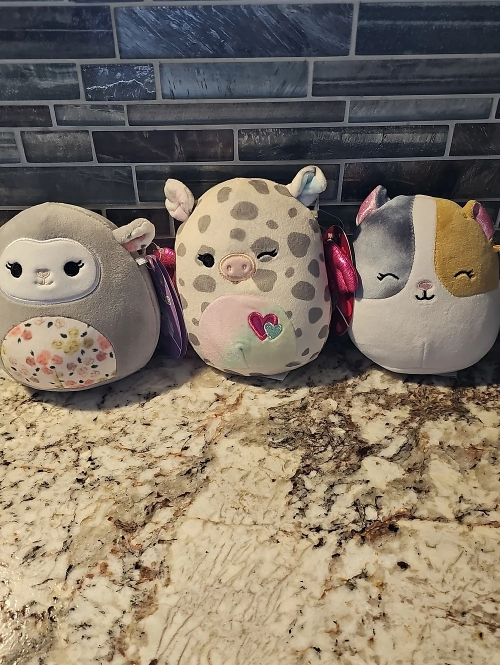 Squishmallows Gray, Cream & Pink Plush Animal Trio